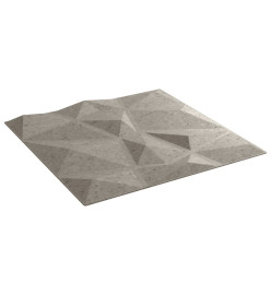 Panneaux muraux 48 pcs gris béton 50x50 cm EPS 12 m² losange