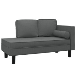 Chaise longue avec coussins et traversin gris foncé tissu