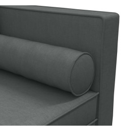 Chaise longue avec coussins et traversin gris foncé tissu