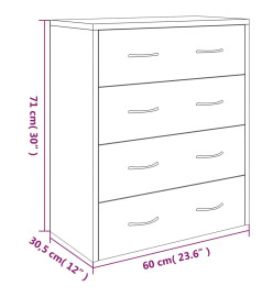 Buffet avec 4 tiroirs 60x30,5x71 cm Chêne fumé