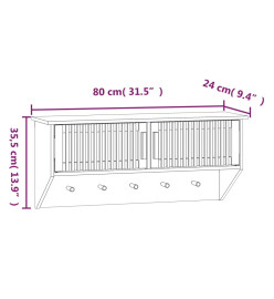 Armoire murale et crochets 80x24x35,5 cm bois d'ingénierie