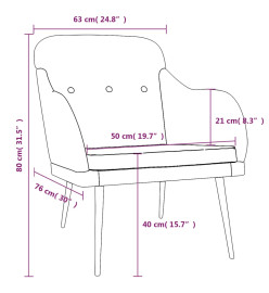 Fauteuil Bleu 63x76x80 cm Tissu