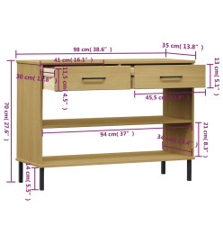 Armoire console avec pieds en métal Marron Bois pin massif OSLO