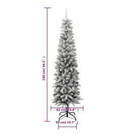 Sapin de Noël artificiel mince avec neige floquée 240 cm PVC/PE