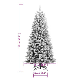 Sapin de Noël artificiel avec neige floquée 120 cm PVC et PE