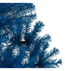 Demi sapin de Noël artificiel avec support Bleu 210 cm PVC