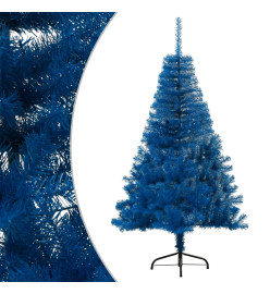 Demi sapin de Noël artificiel avec support Bleu 150 cm PVC