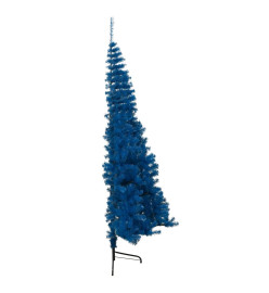 Demi sapin de Noël artificiel avec support Bleu 150 cm PVC