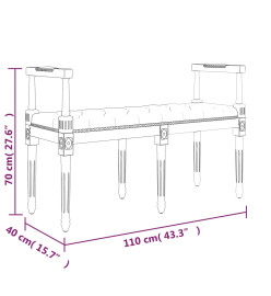 Banc Gris foncé 110x40x70 cm Tissu