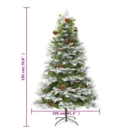 Sapin de Noël avec LED et pommes de pin Vert 195 cm PVC et PE