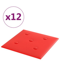 Panneaux muraux 12 pcs Rouge 30x30 cm Similicuir 1,08 m²