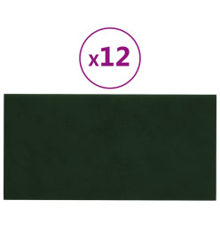 Panneaux muraux 12 pcs Vert foncé 60x30 cm Velours 2,16 m²