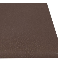 Panneaux muraux 12 pcs Marron 60x15 cm Similicuir 1,08 m²