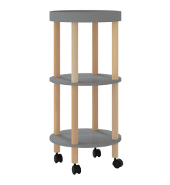 Chariot à 3 niveaux Gris 38x38x82 cm Bois d'ingénierie et pin
