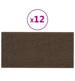 Panneaux muraux 12 pcs Marron 30x15 cm Tissu 0,54 m²