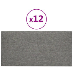 Panneaux muraux 12 pcs Gris clair 30x15 cm Tissu 0,54 m²