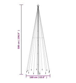 Sapin de Noël avec piquet 732 LED Colorées 500 cm