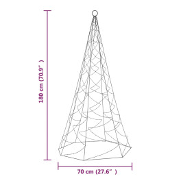 Sapin de Noël sur mât de drapeau 200 LED Blanc chaud 180 cm