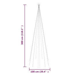 Sapin de Noël sur mât de drapeau 310 LED Blanc chaud 300 cm