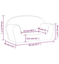 Canapé pour enfants à 2 places Crème Peluche douce
