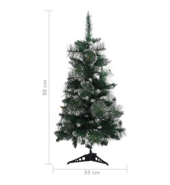 Sapin de Noël artificiel avec support Vert et blanc 90 cm PVC