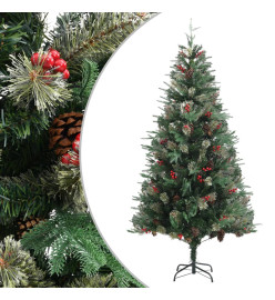 Sapin de Noël avec pommes de pin Vert 225 cm PVC et PE