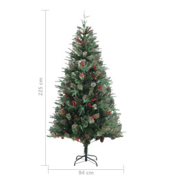 Sapin de Noël avec pommes de pin Vert 225 cm PVC et PE