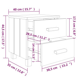 Table de chevet HAMAR Blanc 40x35x44,5 cm Bois de pin massif