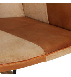 Chaise à bascule Marron Cuir véritable et toile