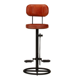 Tabourets de bar lot de 2 noir/marron cuir de chèvre véritable