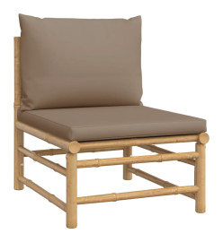 Salon de jardin 6 pcs avec coussins taupe bambou