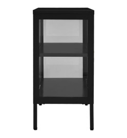 Buffet Noir 70x35x70 cm Acier et verre