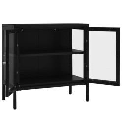 Buffet Noir 70x35x70 cm Acier et verre