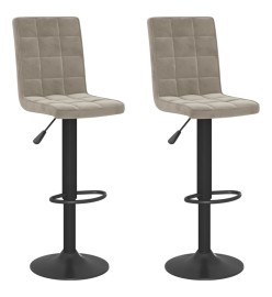 Tabourets de bar lot de 2 gris clair velours