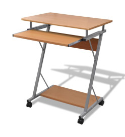 Bureau d'ordinateur avec plateau à clavier coulissant Marron