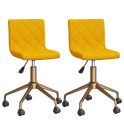 Chaises à manger pivotantes lot de 2 jaune moutarde velours