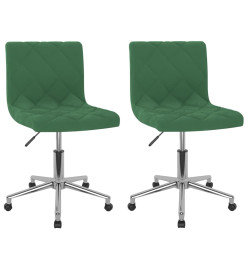 Chaises pivotantes à manger lot de 2 Vert foncé Velours