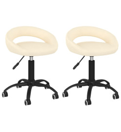 Chaises pivotantes à manger lot de 2 crème velours