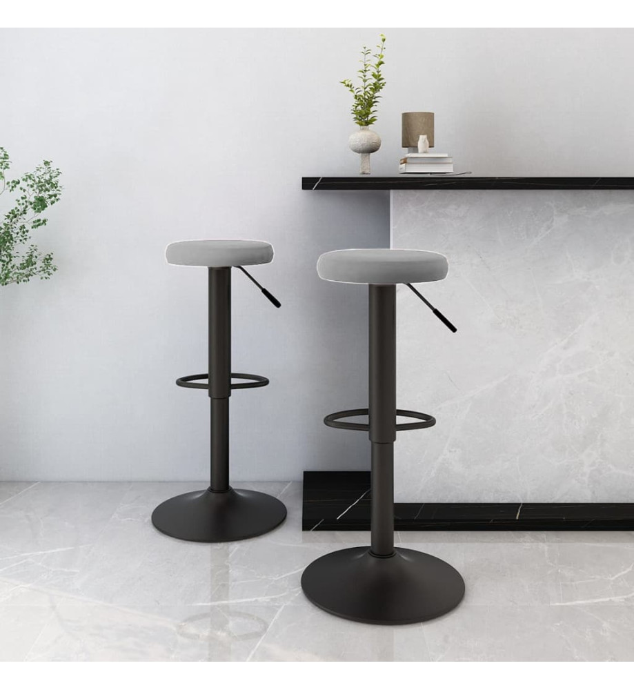 Tabourets de bar lot de 2 gris clair velours