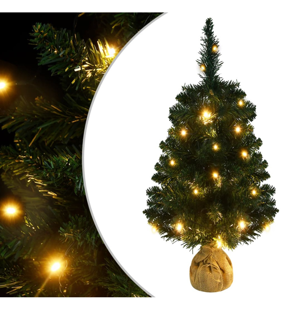 Sapin de Noël artificiel avec LED et support Vert 90 cm PVC