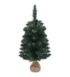 Sapin de Noël artificiel avec LED et support Vert 90 cm PVC