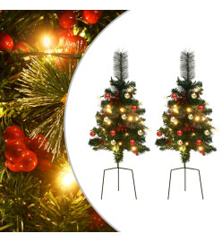 Arbres de Noël artificiels d'allée avec LED 2 pcs 76 cm PVC