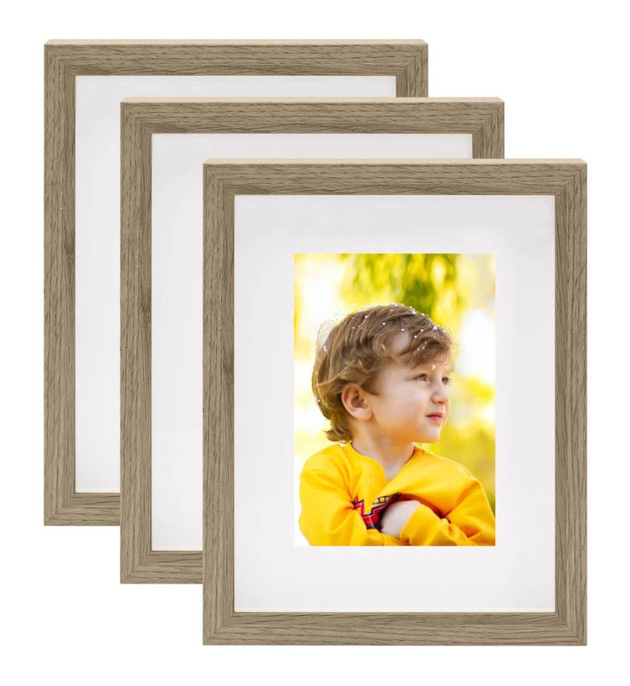 Cadres photo 3D 3 pcs Bois foncé 20x25 cm pour photos 13x18 cm