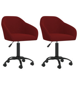 Chaises à manger pivotantes lot de 2 rouge bordeaux velours