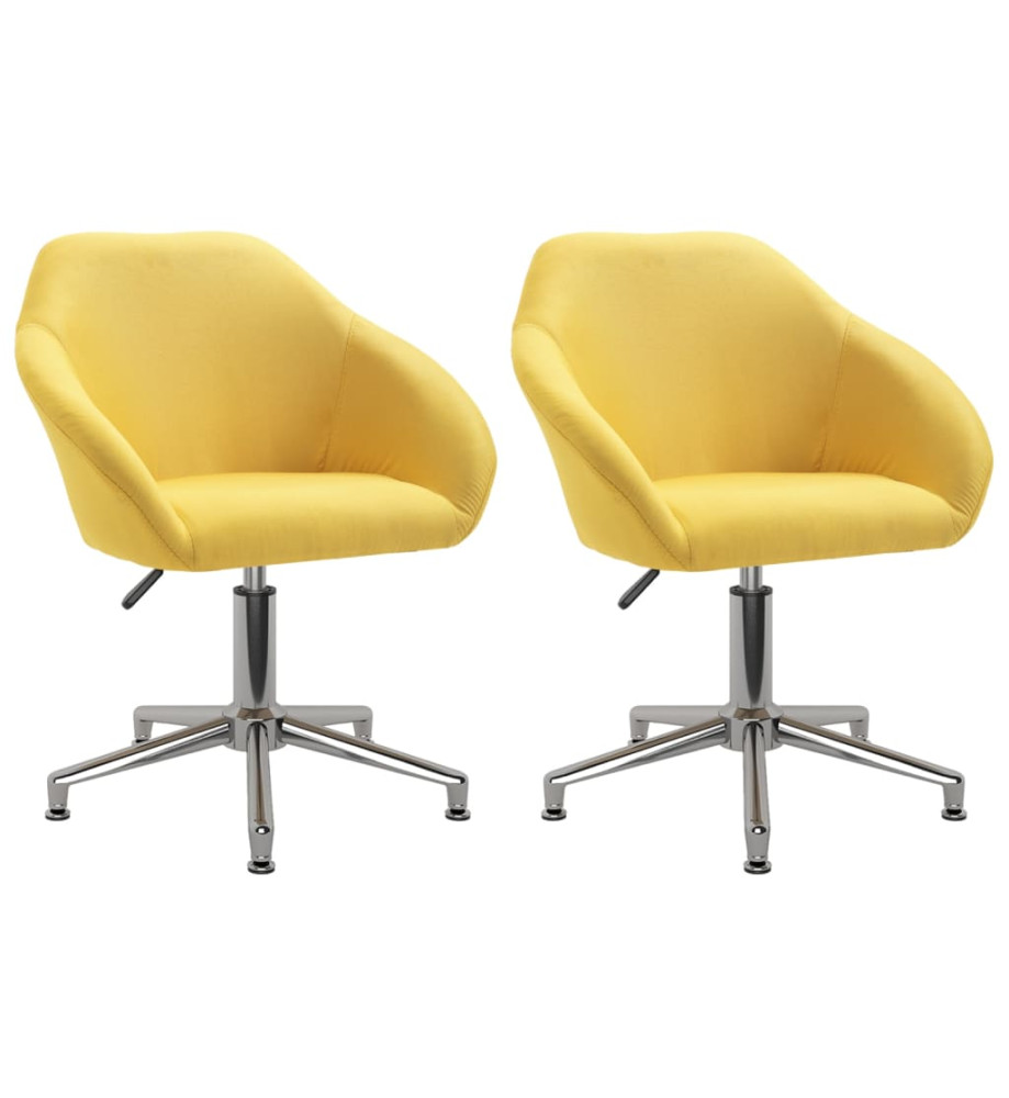 Chaises pivotantes à manger lot de 2 jaune tissu