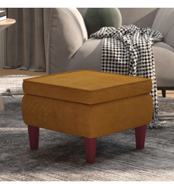 Tabouret avec pieds en bois Marron Velours