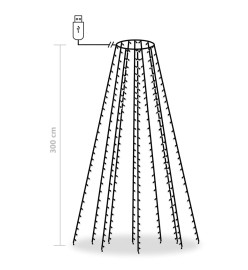 Guirlande lumineuse d'arbre de Noël 300 LED Blanc froid 300 cm