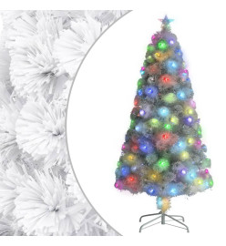 Sapin de Noël artificiel avec LED Blanc 120 cm Fibre optique