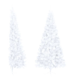 Sapin de Noël artificiel moitié avec support blanc 240 cm PVC