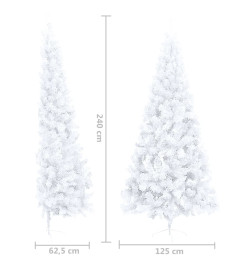 Sapin de Noël artificiel moitié avec support blanc 240 cm PVC